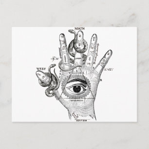 Carte Postale Wellcoda Illuminati Compass serpent main