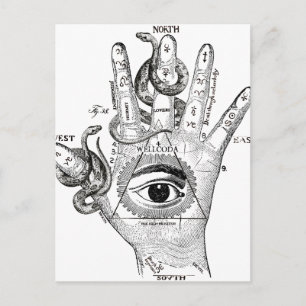 Carte Postale Wellcoda Illuminati Compass Snake Hand