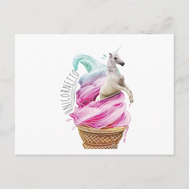 Carte Postale Wellcoda Unicorn Cornetto Fun Ice Cream (Devant)