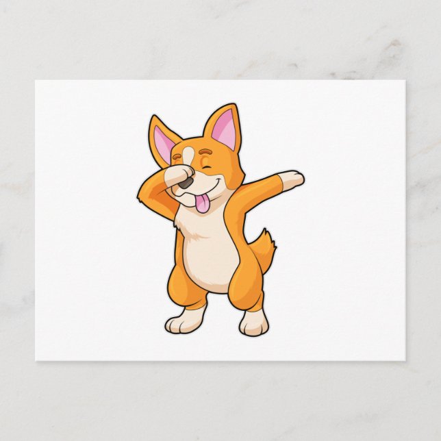Carte Postale Welsh Corgi à Dance Dab Hip hop (Devant)
