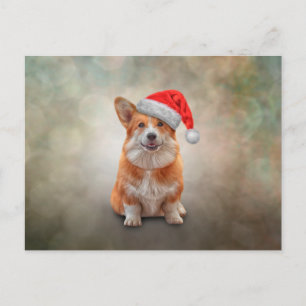 Carte Postale Welsh Corgi in red a Le Père Noël