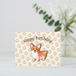 Carte Postale Welsh Corgi Pembroke Joyeux Anniversaire Modifiabl