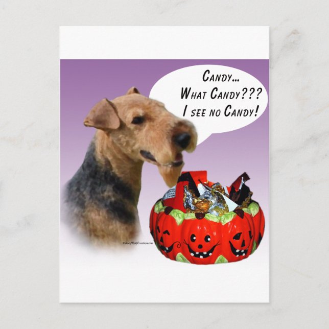 Carte Postale Welsh Terrier Halloween Candy (Devant)