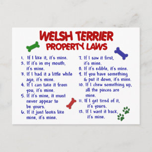 Carte Postale WELSH TERRIER Propriété Lois 2