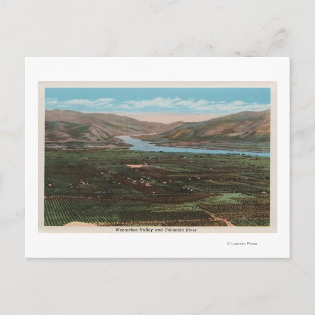 Carte Postale Wenatchee, WAView de Valley & Columbia River (Devant)
