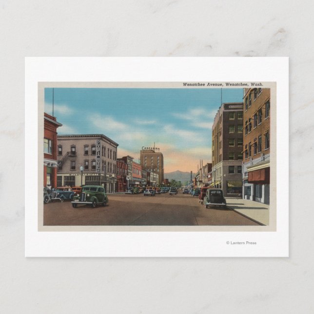 Carte Postale Wenatchee, WAView de Wenatchee Ave. (Devant)