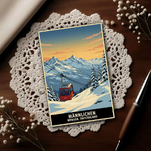 Carte Postale Wengen, Suisse : Voyage vintage des années 1960