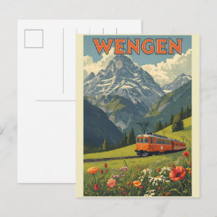 Carte Postale WENGEN vintage ski Suisse Alpes suisses cadeaux