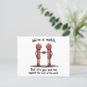 Carte Postale We're a Match: Cute Matchstick Love Pun
