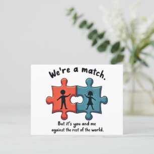 Carte Postale We're a Match: Perfect Puzzle Piece Love