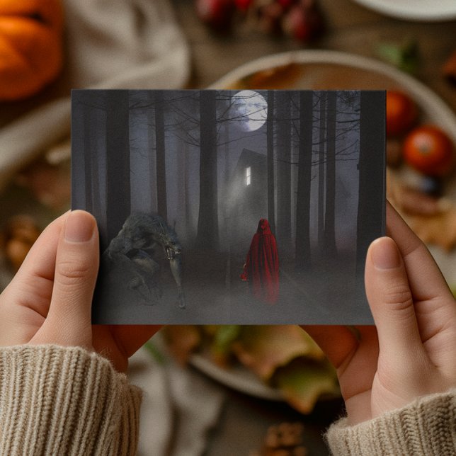 Carte Postale Werewolf Little Red Riding Hotte Éffrayante (Créateur téléchargé)