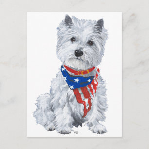 Carte Postale West Highland White Terrier Patriotique