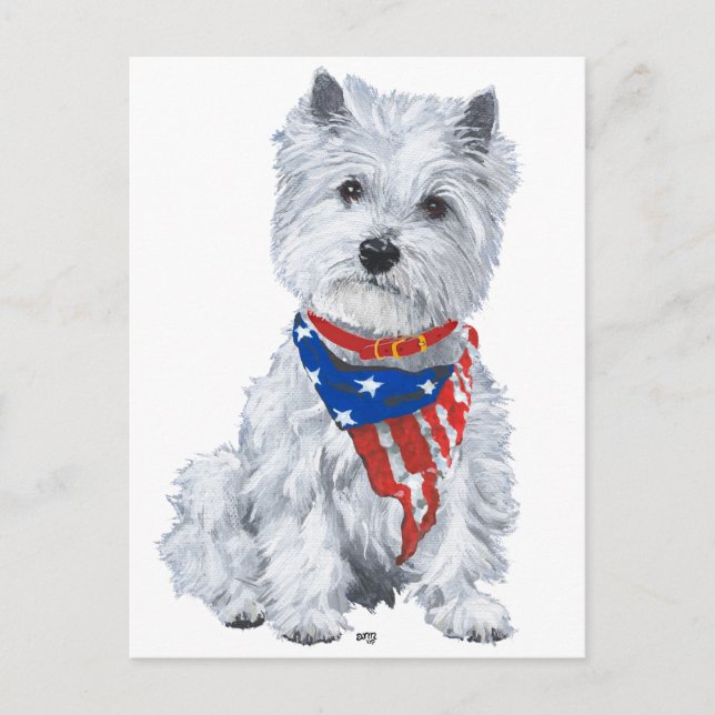 Carte Postale West Highland White Terrier Patriotique (Devant)