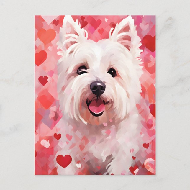Carte Postale West Highland White Terrier Saint-Valentin (Devant)