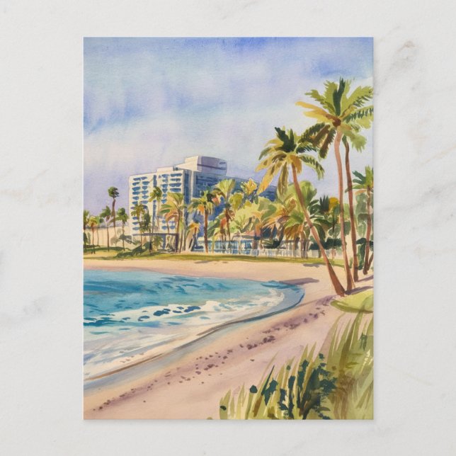 Carte Postale West Palm Beach, Floride, Aquarelle Peinture (Devant)