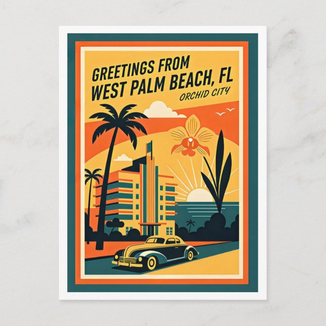 Carte Postale West Palm Beach Floride Voyage Rétro (Devant)