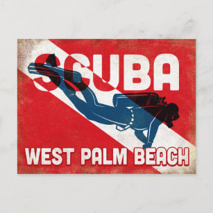 Carte Postale West Palm Beach Plage Plongée sous-marine - Blue R