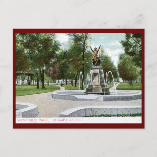 Carte Postale West Side Park, Champaign, Illinois Vintage (Devant)