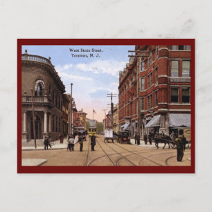 Carte Postale West State St., Trenton NJ 1915 Vintage devient Ru