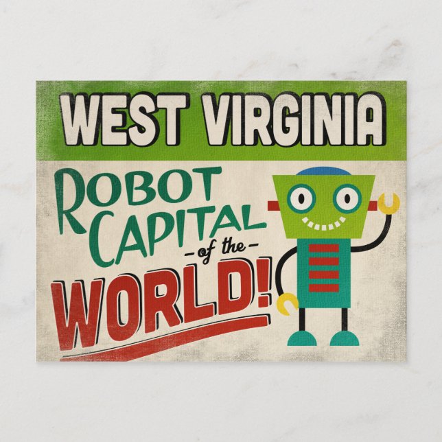 Carte Postale West Virginia Robot - Funny Vintage (Devant)