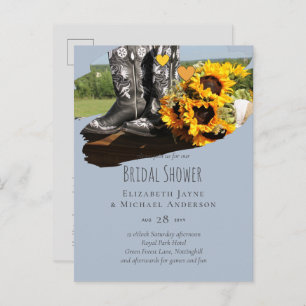 Carte Postale Western Boots tournesol Mariage rustique