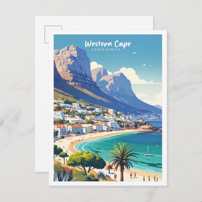 Carte Postale Western Cape Afrique du Sud Illustration Voyage (Devant / Derrière)