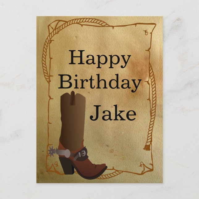 Carte Postale Western Cowboy Boot Joyeux anniversaire (Devant)