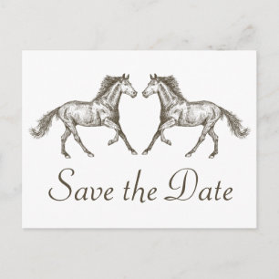 Carte Postale Western Save The Date Fiançailles Cheval Mariage