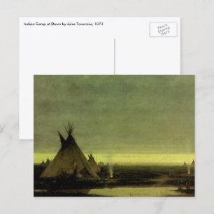 Carte Postale Western vintage, camp indien à l'aube par Tavernie