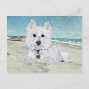 Carte Postale Westie à la plage
