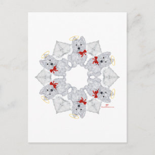 Carte Postale Westie Ange Flocon de Neige