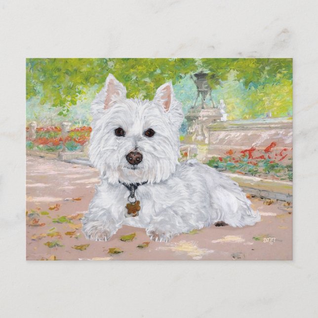 Carte Postale Westie dans le Parc (Devant)