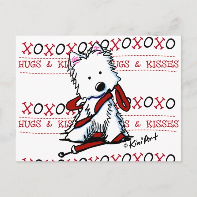 Carte postale Westie de Hugs & Kisses (Devant)