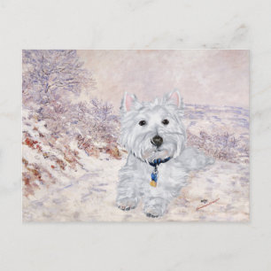Carte Postale Westie en Hiver