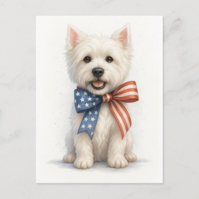 Carte Postale Westie patriotique (Devant)