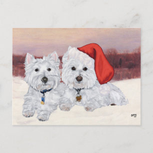 Carte Postale Westies en Hiver