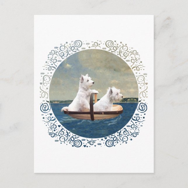 Carte Postale Westies prennent la mer (Devant)
