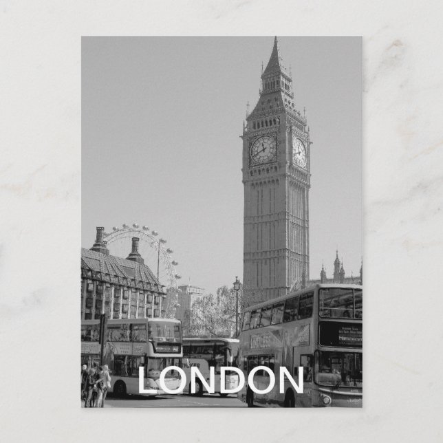 Carte postale Westminster London en noir et blanc (Devant)