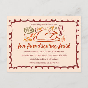 Carte Postale Whimsgiving Friendsgiving Dîner sur mesure