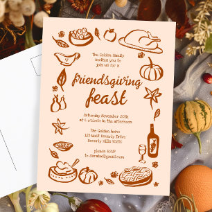 Carte Postale Whimsgiving Friendsgiving Dîner sur mesure