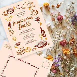 Carte Postale Whimsgiving Friendsgiving Dîner sur mesure