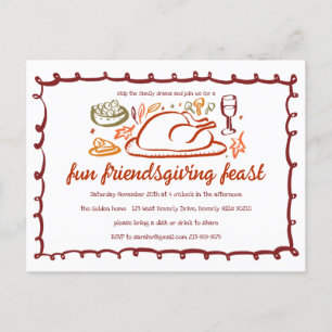 Carte Postale Whimsgiving Friendsgiving Dîner sur mesure