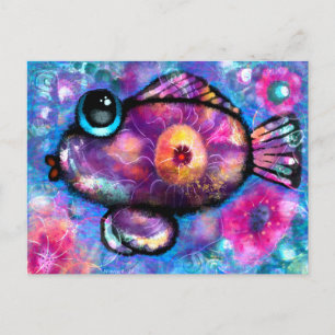 Carte postale - Whimsical Abstrait Fish Art Imprim