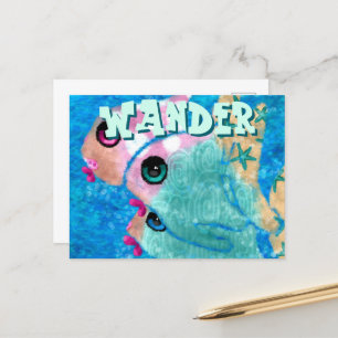 Carte Postale Whimsical Abstrait Fish Trio bleu Personnalisé