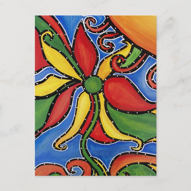 Carte postale Whimsical Abstrait Flower Colorful A (Devant)