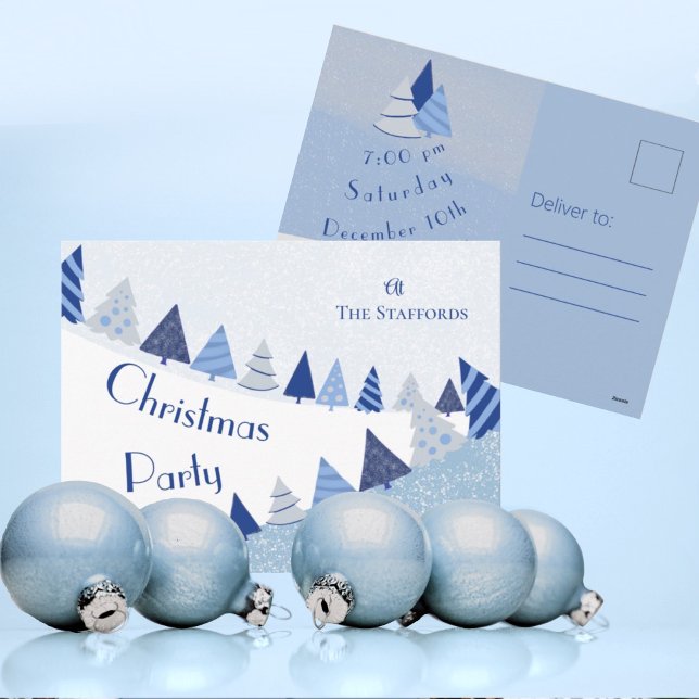 Carte postale Whimsical Blue Trees Invitation (Créateur téléchargé)