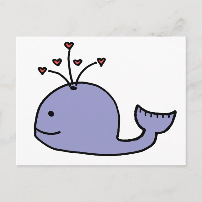 Carte Postale Whimsical Cartoon Whale (Devant)