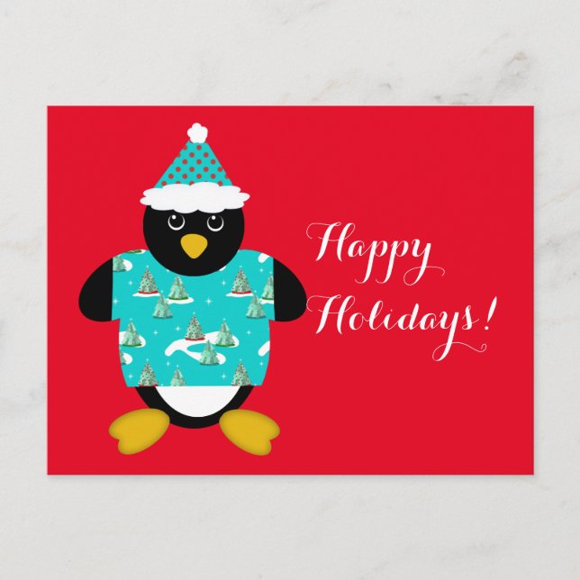 Carte postale Whimsical Christmas Penguin (Devant)