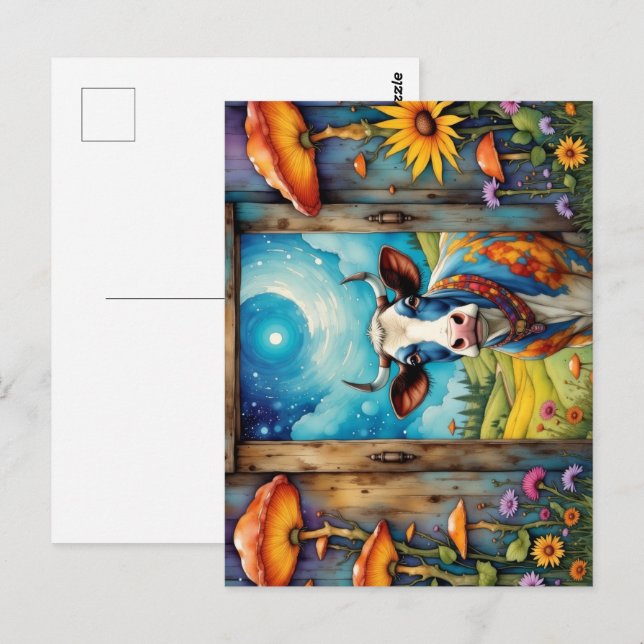 Carte Postale Whimsical Cow Dreamscape (Devant / Derrière)