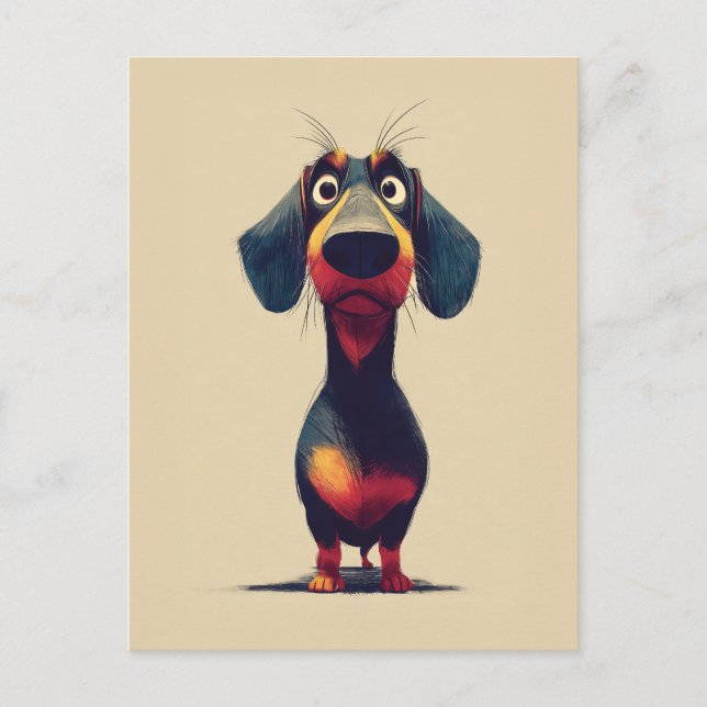 Carte Postale  Whimsical Dachshund Character Illustration (Devant)